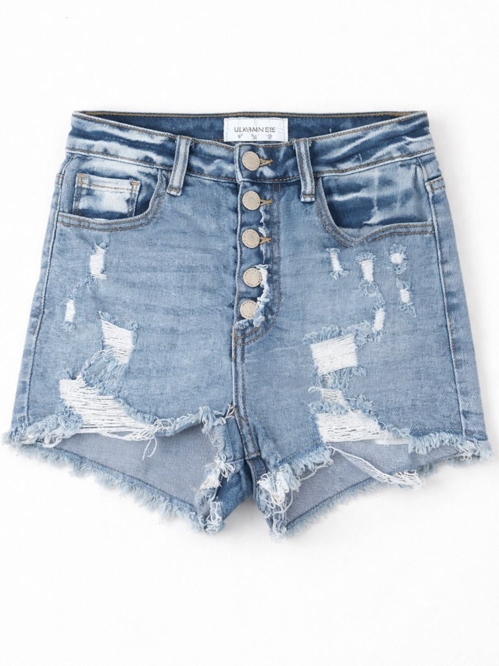 Kancan Ultra High Rise Distressed Denim Shorts Size 28